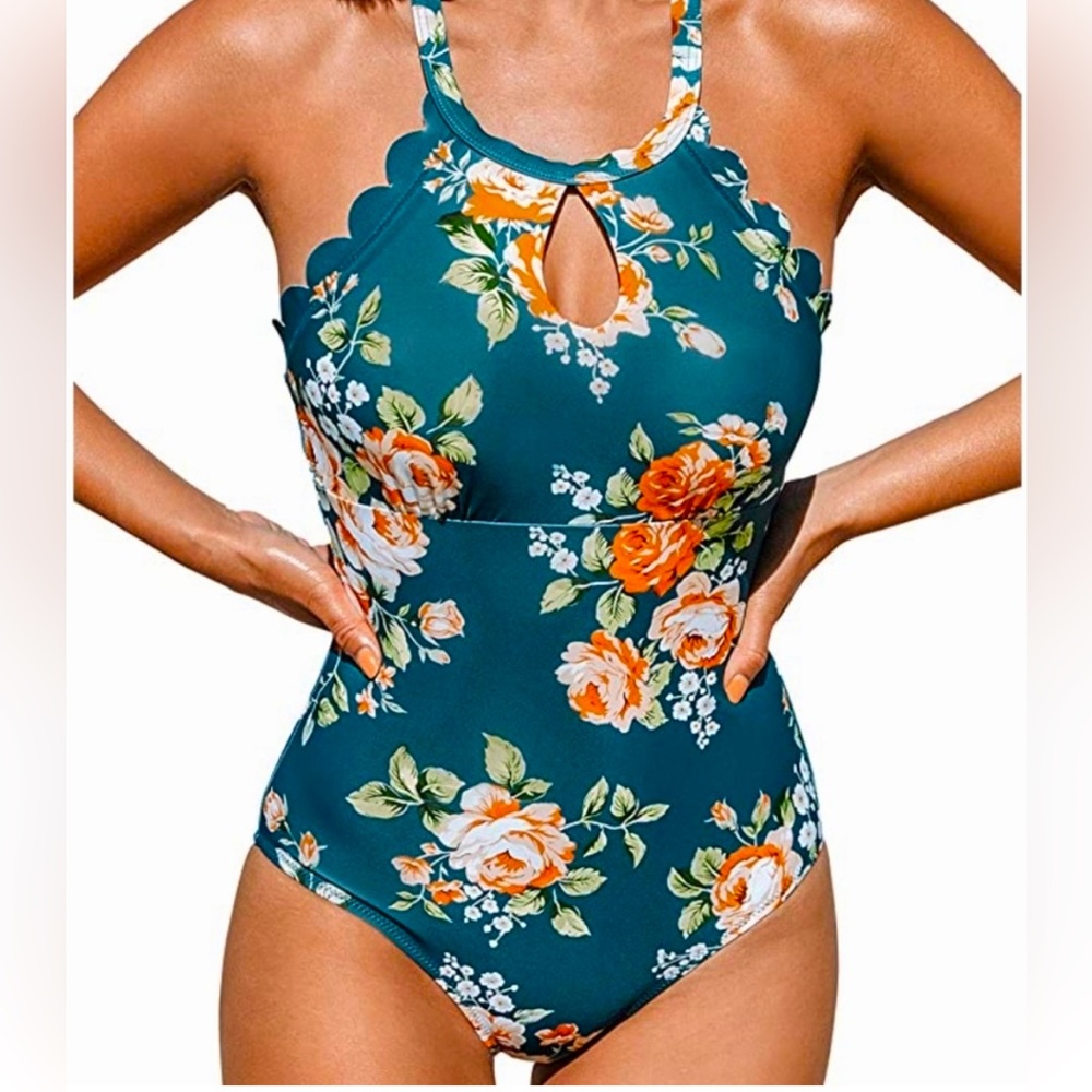CUPSHE Green Rose One Piece Medium